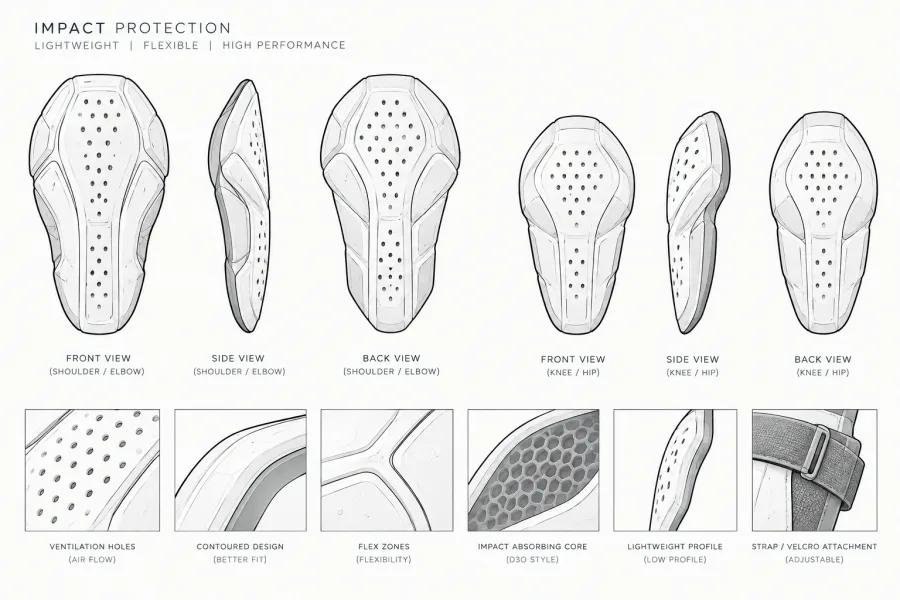 Impact Protectors — flat sketch