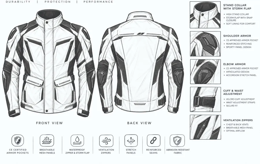 Motorbike Riding Jacket — flat sketch