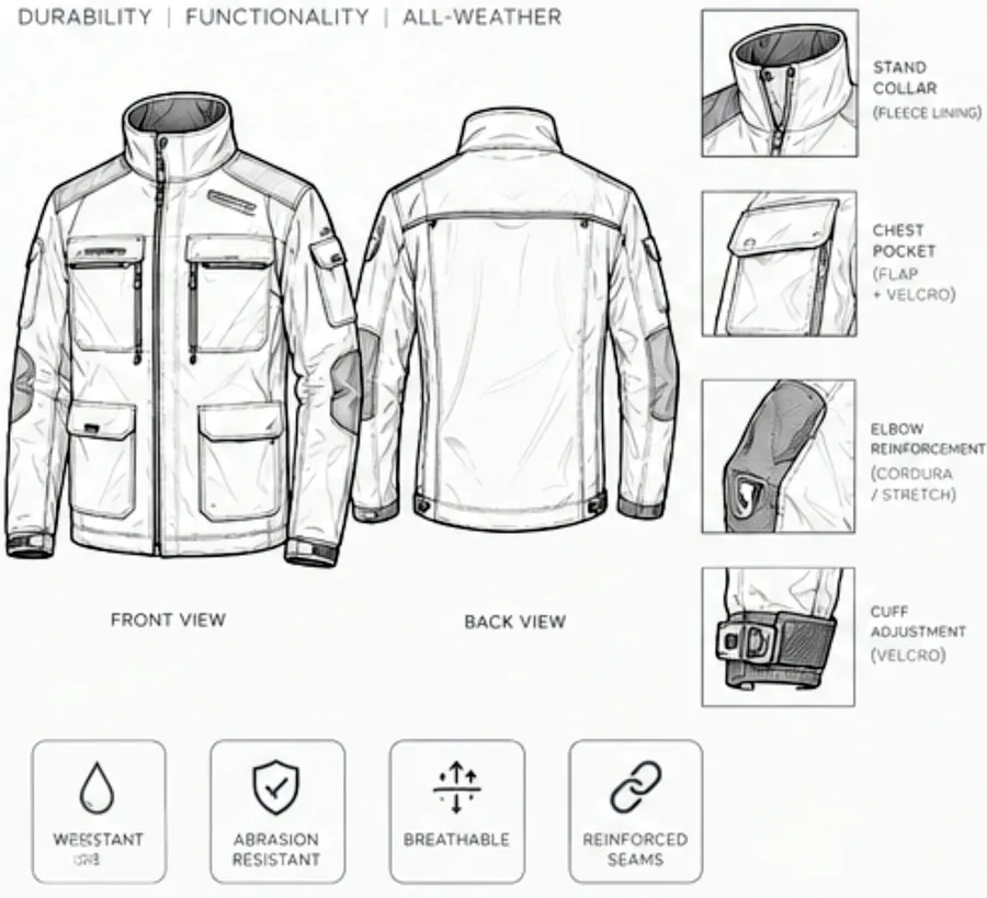 Technical Workwear — flat sketch